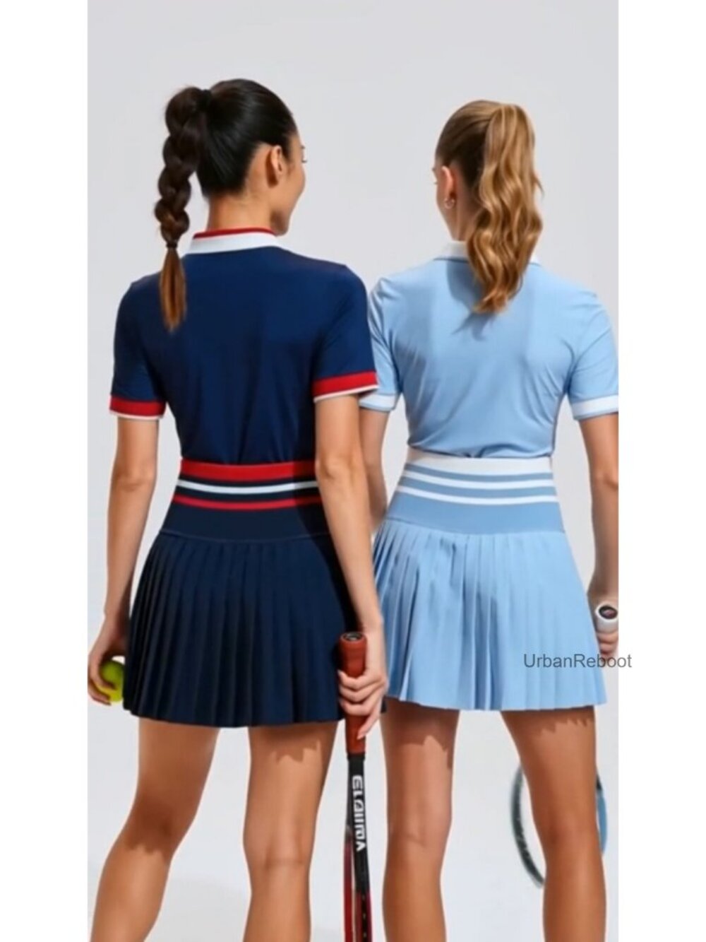 Women's Tennis Skirt Set High Waisted Golf Polo Two Piece Outfit with Pockets - Picture 6 of 6